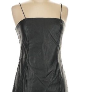 Black Faux Leather Mini Dress - Small